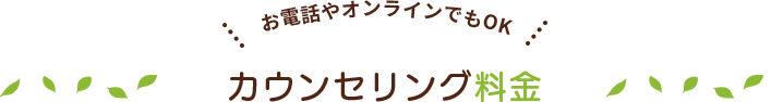 お電話やオンラインでもOK カウンセリング料金